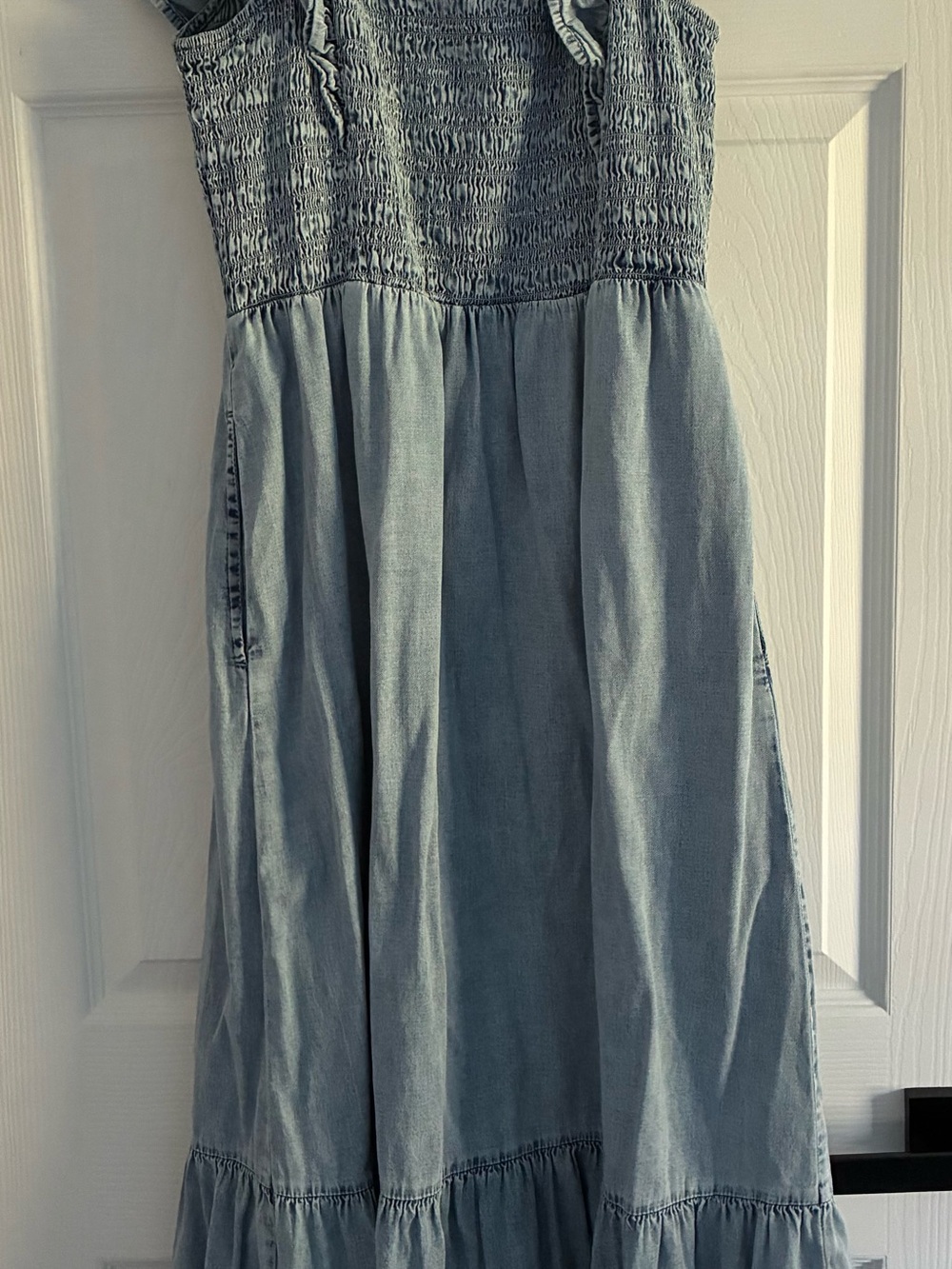 GAP Light Blue Smocked Long Strapless Dress Medium - Picture 5 of 5